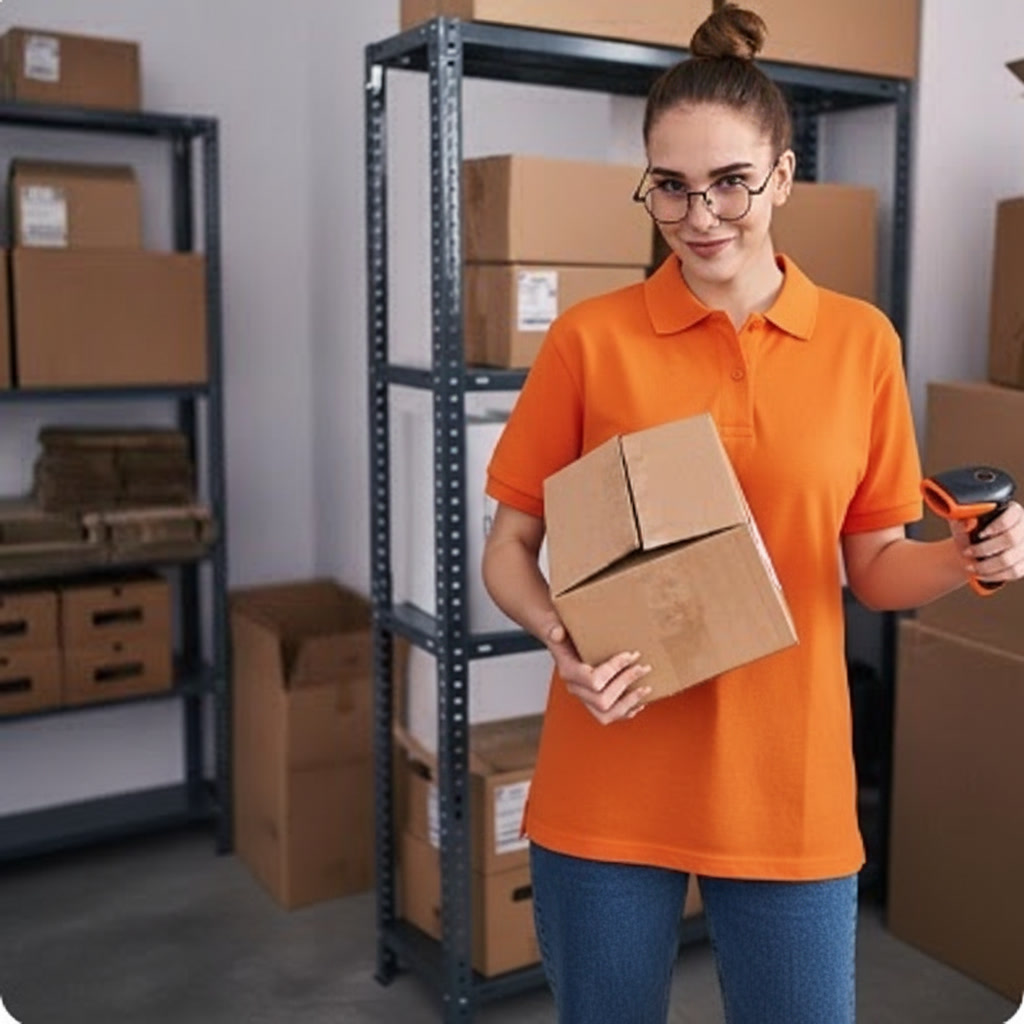 Postiva warehouse staff handling a parcel